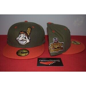 MLB New Era Cleveland Indians Chief Wahoo AL Champions Fitted hat 59Fifty RARE